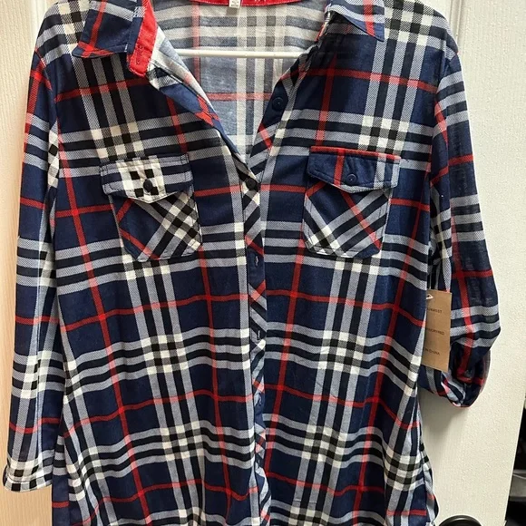 Eden & Olivia women's Plaid Button-Up Shirt size XL/ NWOT A113 - Picture 1 of 2